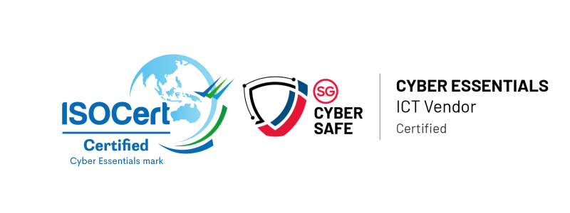 ISOCert Certified Cyber Essentials mark, company certification for Freemansland Consultancy Pte Ltd